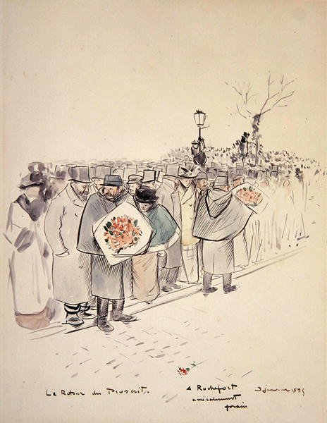 The Return of the Outlaw, ca. 1895 (pen & blæk og akvarel på papir) af Jean Louis Forain