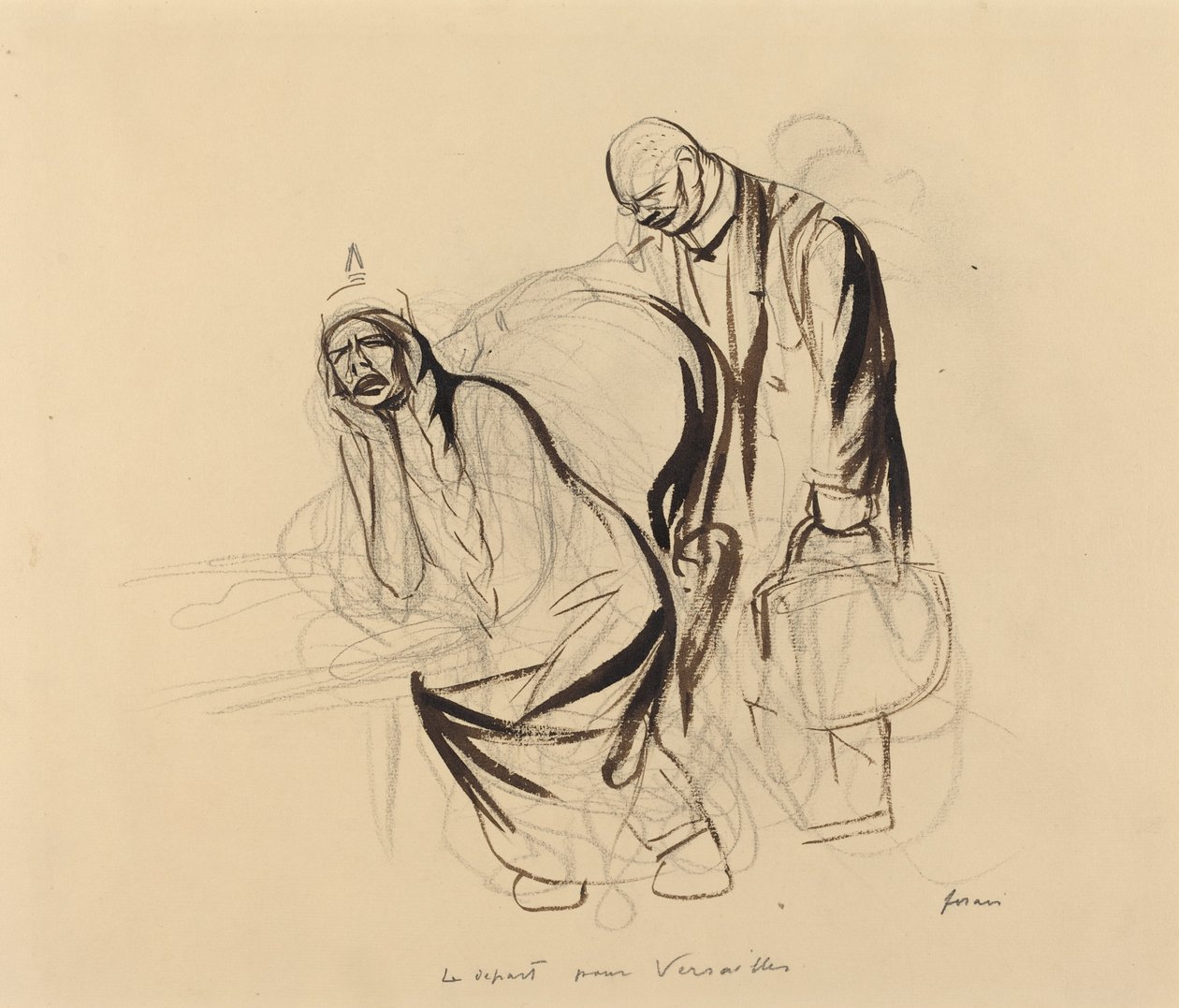 Afrejsen til Versailles, ca. 1919. af Jean Louis Forain