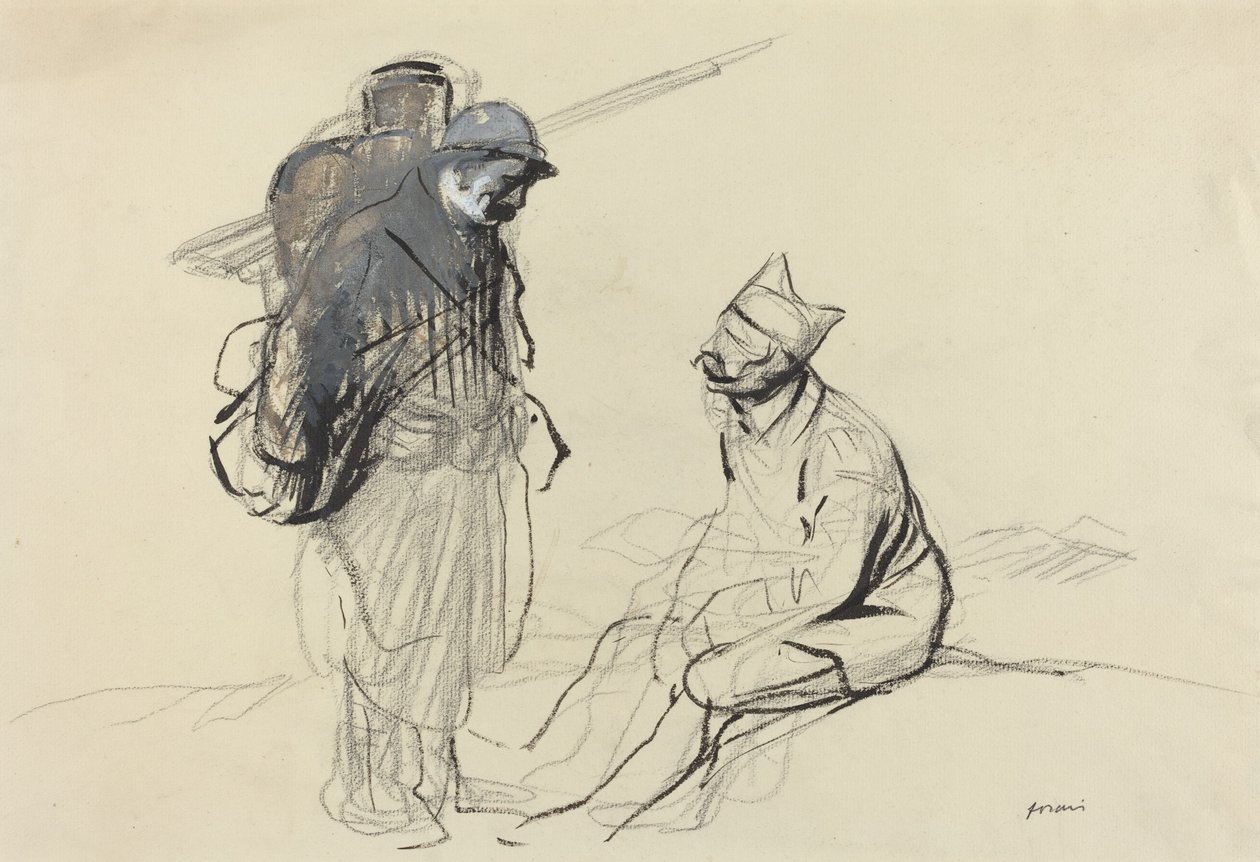 Poilu og Tommy Conversing af Jean Louis Forain