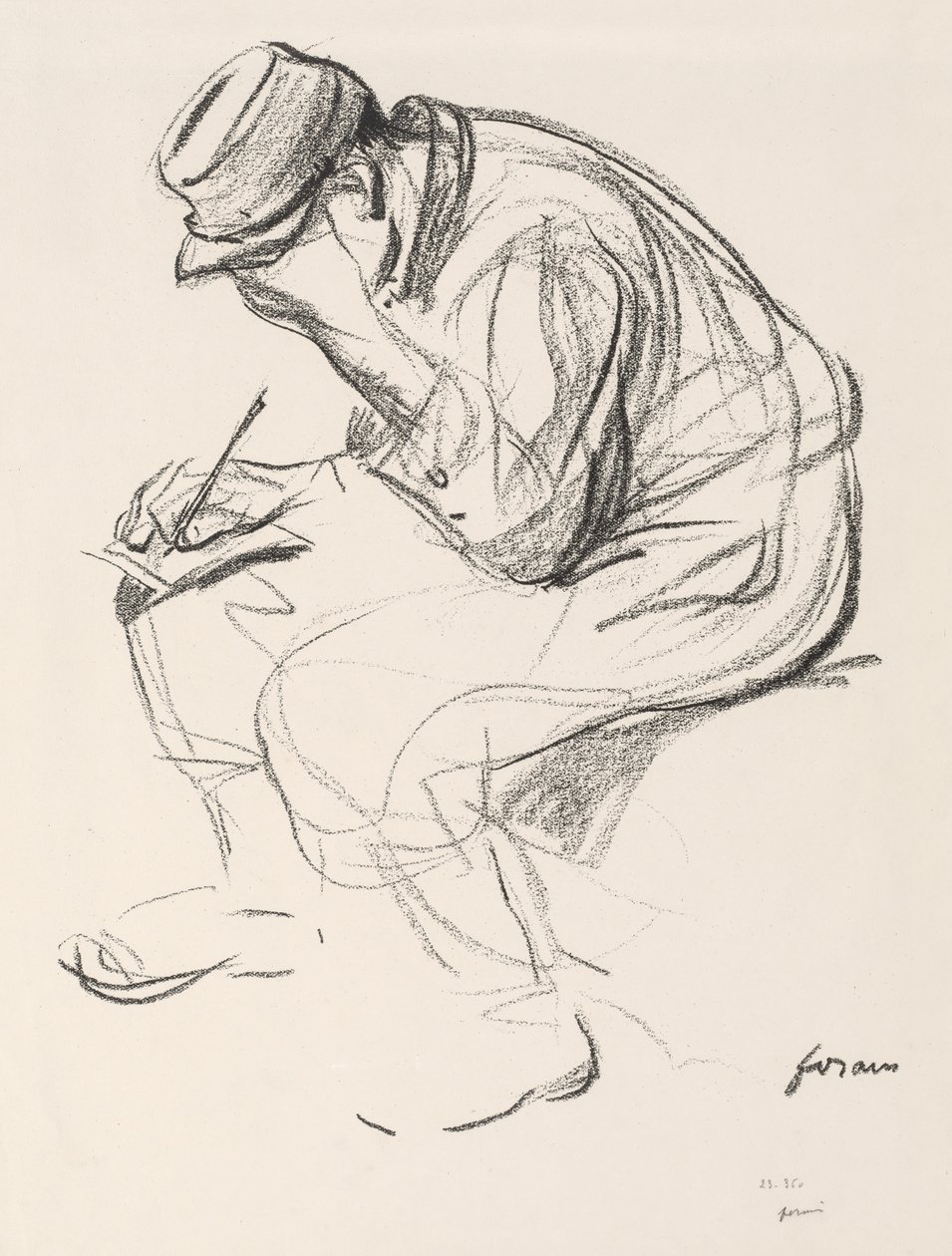 Krigsfange skriver et brev. af Jean Louis Forain