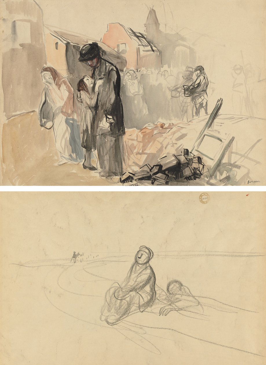 Generobret territorium (recto) To figurer på en vej (verso) af Jean Louis Forain