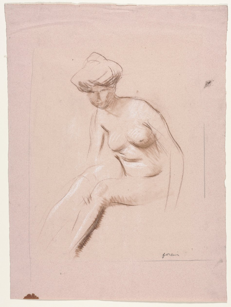 Siddende nøgen, fjerde kvartal 1800-tallet eller første tredjedel 1900-tallet. af Jean Louis Forain