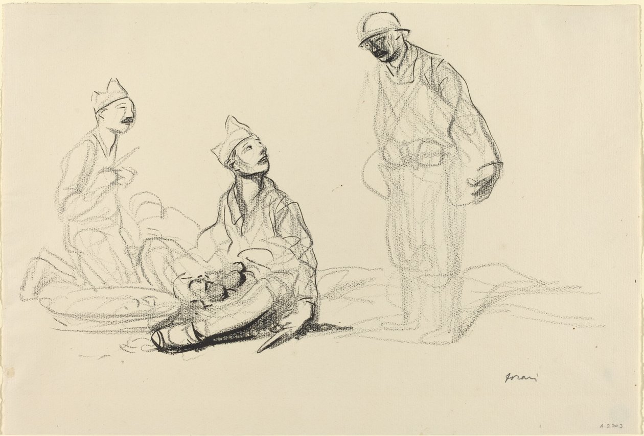 Soldater tilbereder et måltid af Jean Louis Forain