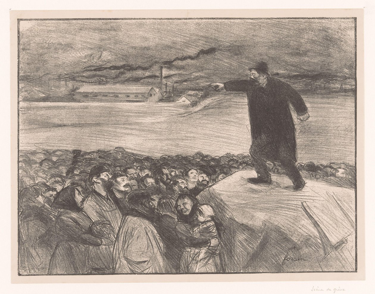 Fabriksarbejdere strejker Scene de grève af Jean Louis Forain