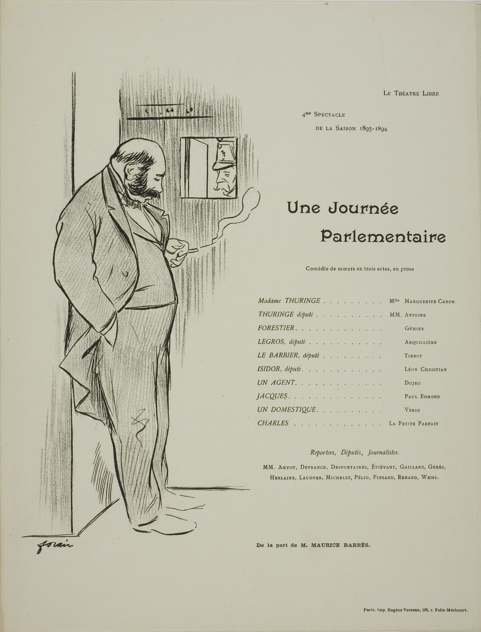 Teaterprogram for Une Journee Parlementaire af Jean Louis Forain