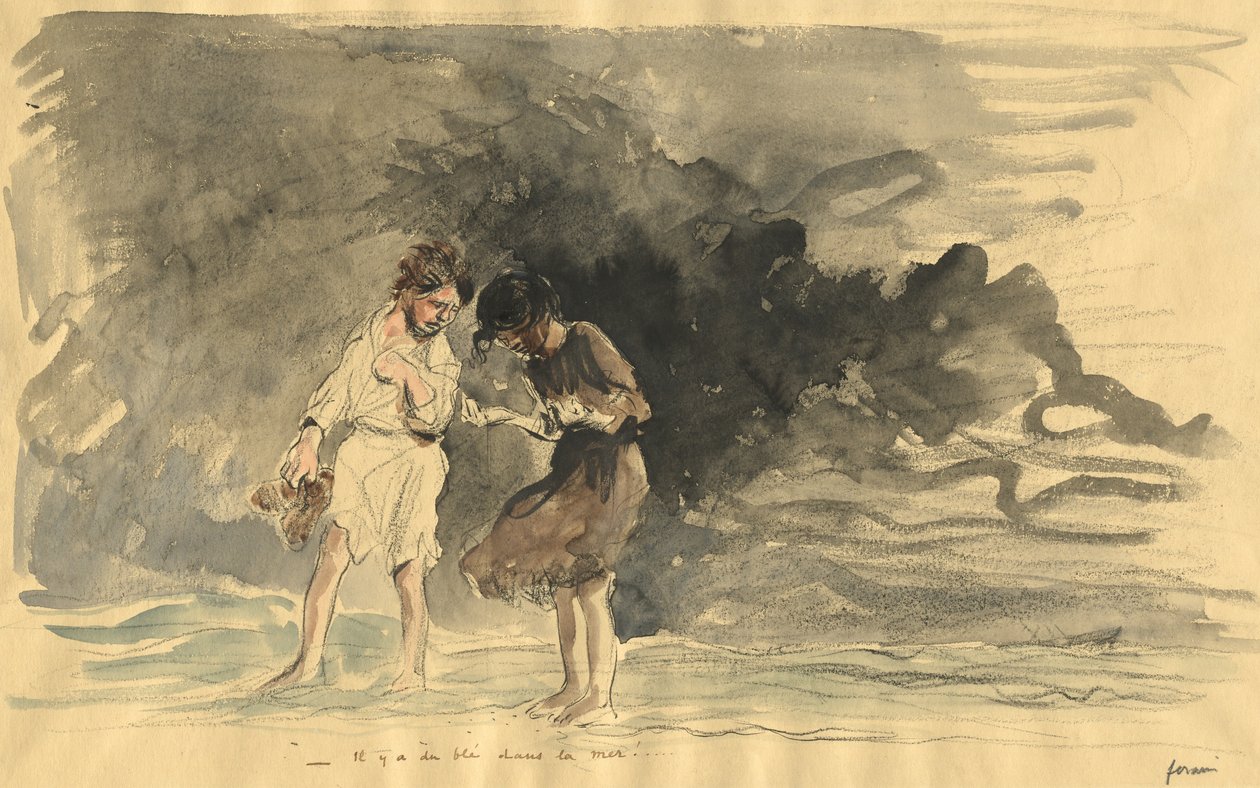 Der er majs i havet!, fjerde kvartal 1800-tallet eller første tredjedel 1900-tallet. af Jean Louis Forain