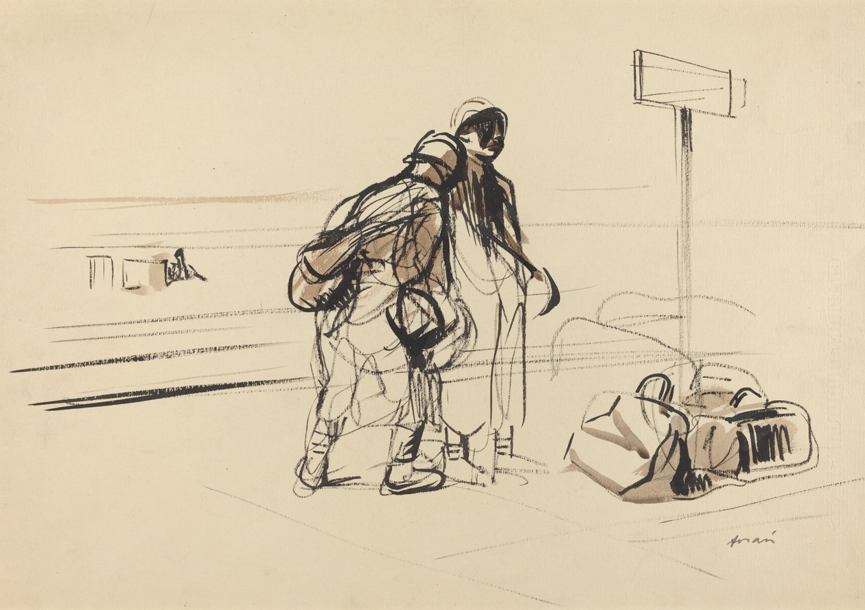 To franske soldater nær en opslagstavle, ca. 19141919. af Jean Louis Forain