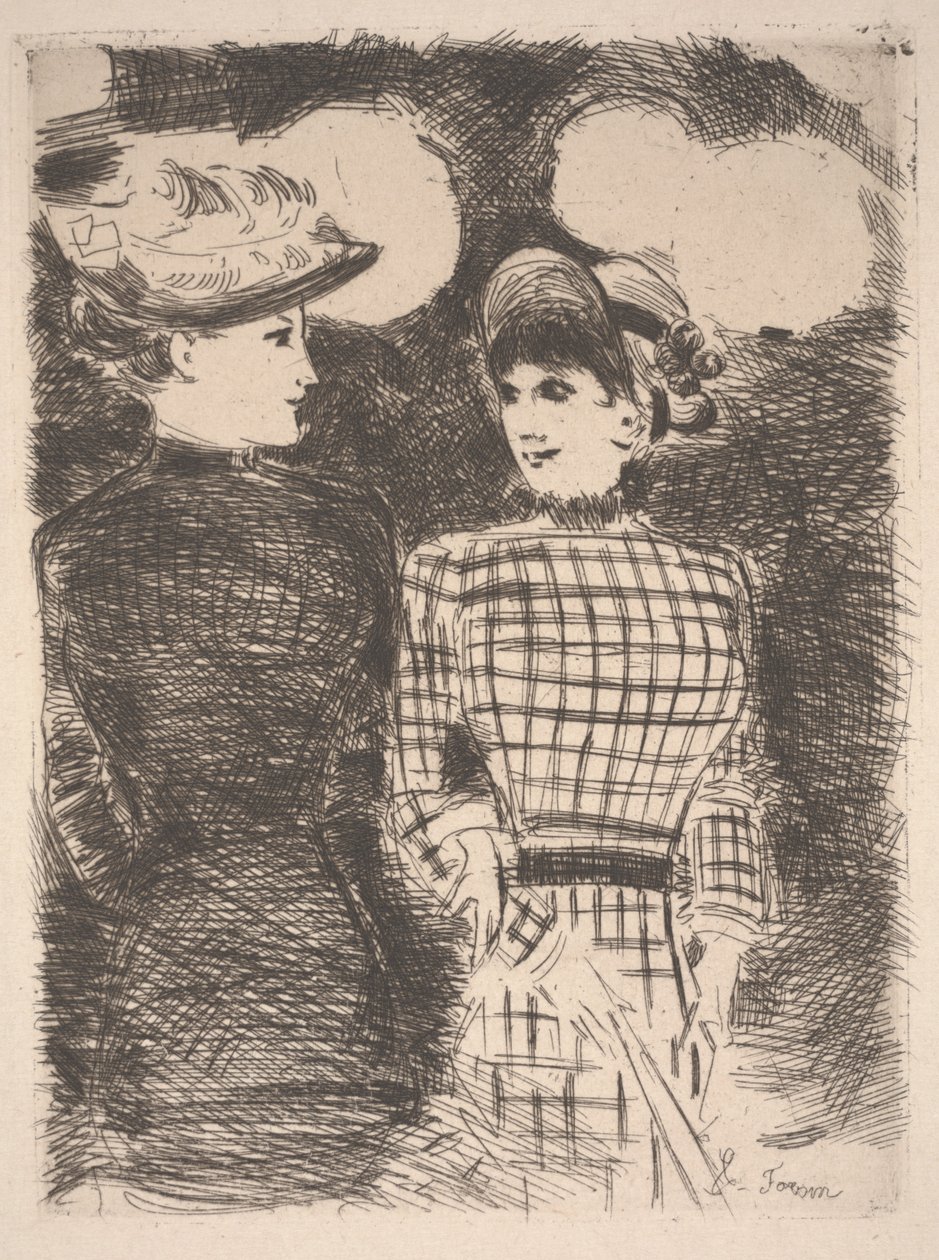 Two Women (etching) af Jean Louis Forain