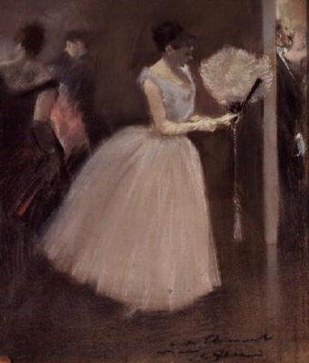 Kvinde i hvidt med vifte, ca.1884 af Jean Louis Forain