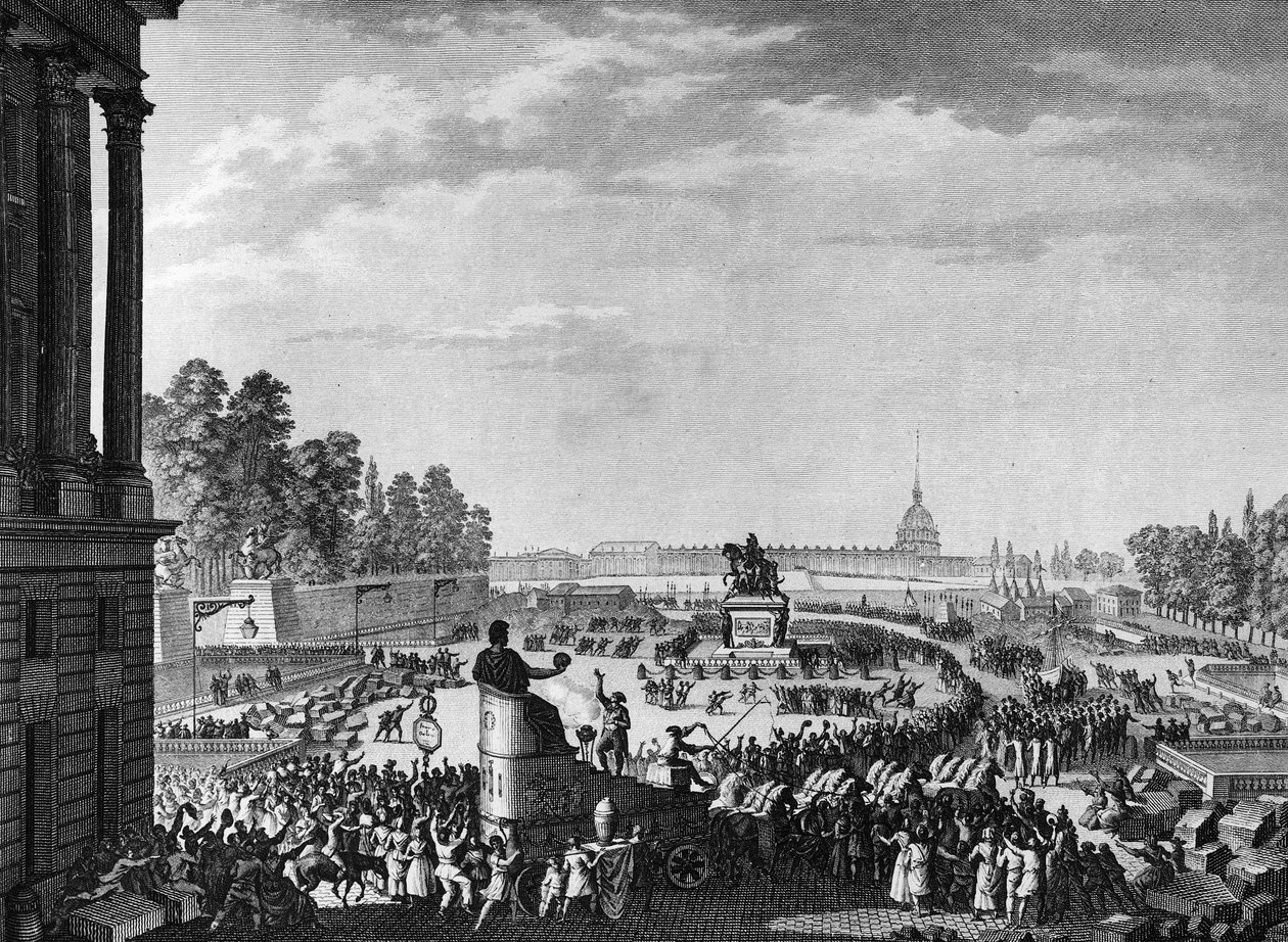 Franske revolution: Første fejring af frihed i anledning af schweizeren af Chateauvieux (Chateaux Vieux eller Chateaux-Vieux) den 15. april af Jean Louis II (after) Prieur