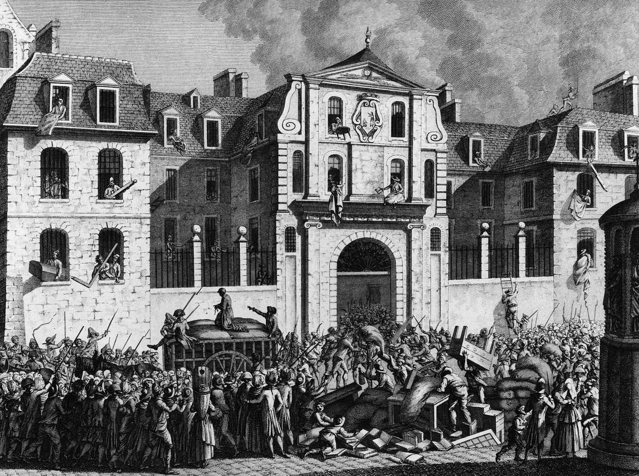 Fransk revolution: Plyndring af huset Saint Lazare i Paris mandag den 13. juli 1789 af de revolutionære. Stik af Berthaut efter Prior. Paris, bibliotek for Institut for Revolutionshistorie af Jean Louis II (after) Prieur