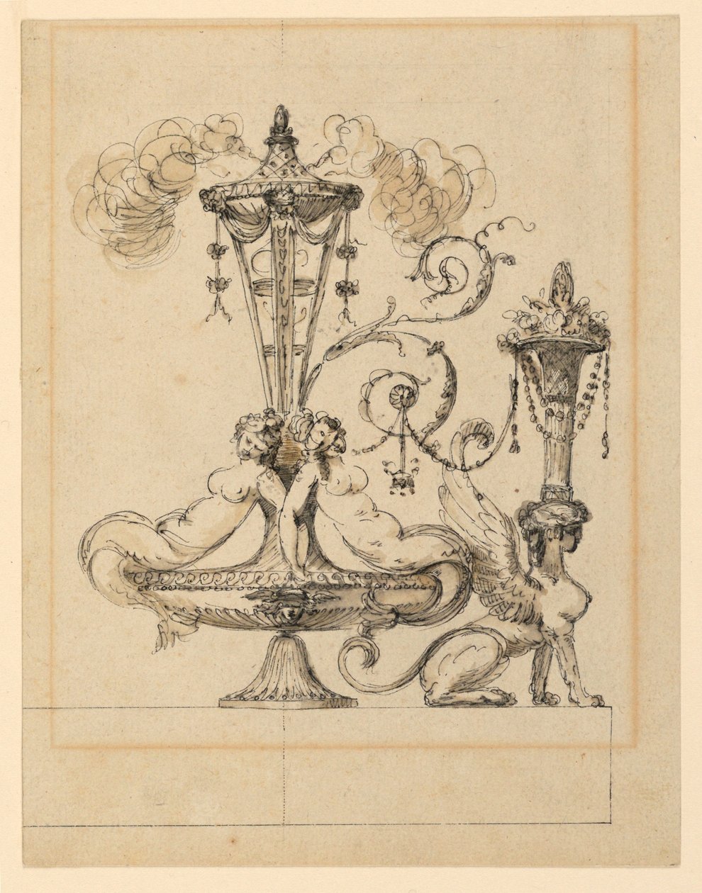 Design til en dekorativ arabesk af Jean Louis Prieur the Younger