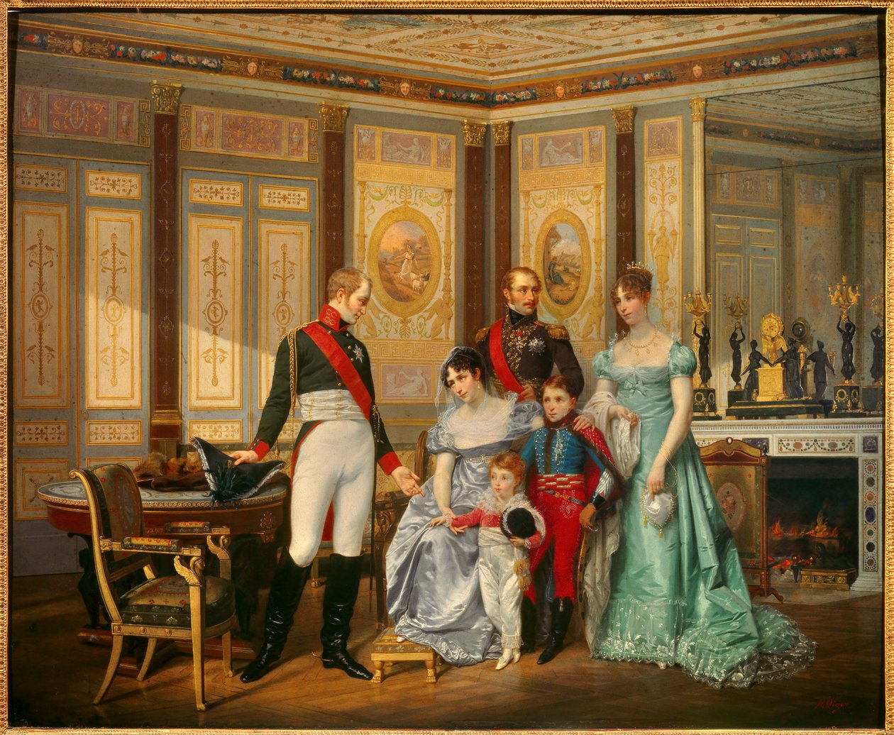 Impressen Josephine de Beauharnais (1763-1814) modtog zaren Alexandre I (1777-1825), som hun anbefalede sine børn til i maj 1814. Impressen er omgivet af Eugene Rose de Beauharnais dit Prince Eugene (1781-1824), Hortense de Beauharnais (1783 af Jean Louis Victor Viger du Vigneau