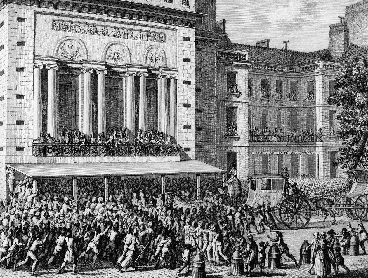 Den franske revolution: De revolutionære mennesker lukker Paris-operaen den 12. juli af Jean Louis the Younger Prieur