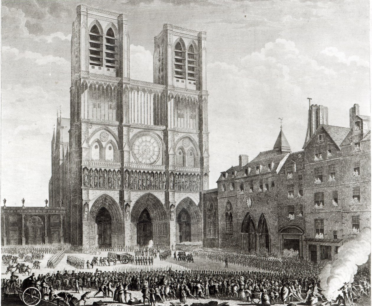 Thomas de Mahy (1744-90) Markis af Favras gør ærefuldt godtgørelse før Notre-Dame, indgraveret af Pierre Gabriel Berthault (1737-1831) 1790 af Jean Louis the Younger Prieur