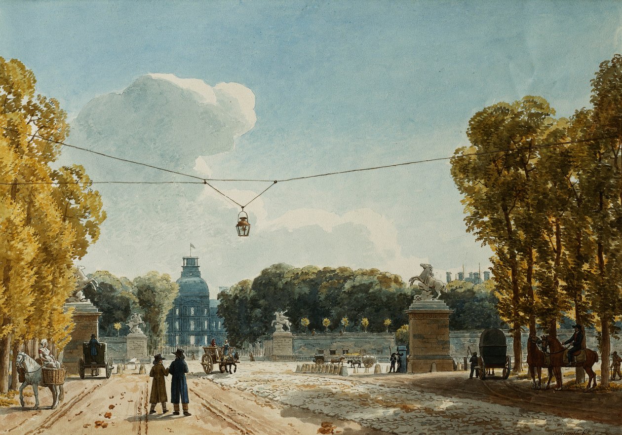 Udsigt over Tuilerierne fra Champs-Elysees, af Jean Lubin Vauzelle
