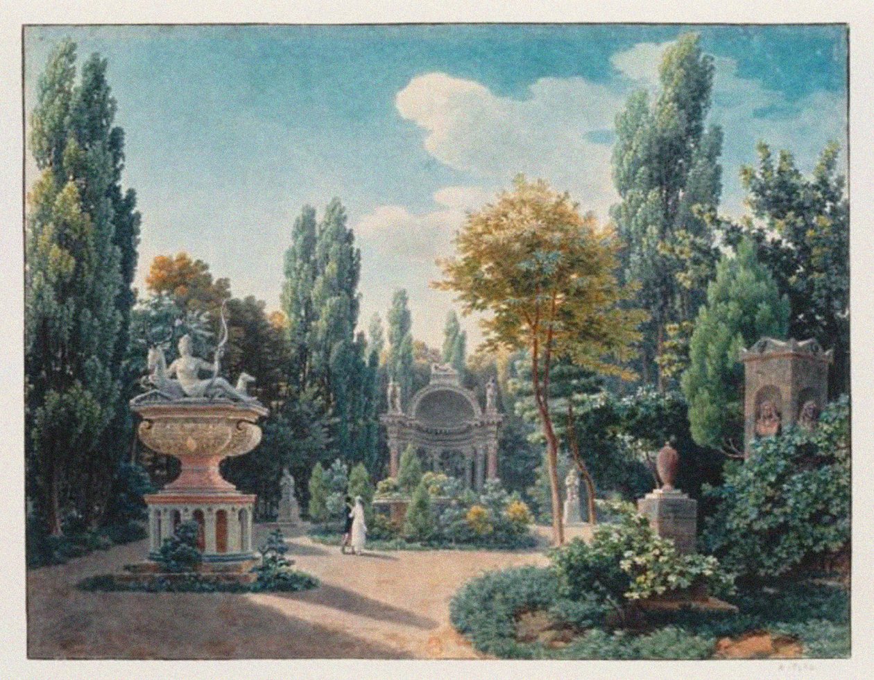 Monument over Diane de Poitiers i Jardin du cloître des Petits-Augustins, 1815 af Jean Lubin Vauzelle