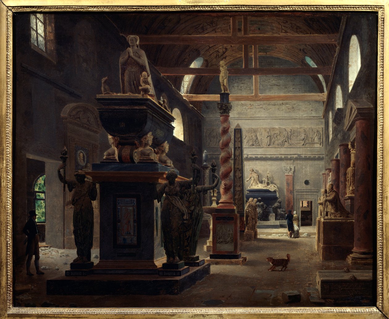Introduktionshallen til Musee des Monuments Francais ved klostret Petites Augustins rue Bonaparte i Paris Maleri af Jean Lubin Vauzelle (1776-afr 1837) 1812 Søn. 0,6x0,75 m Paris, Musee Carnavalet. af Jean Lubin Vauzelle