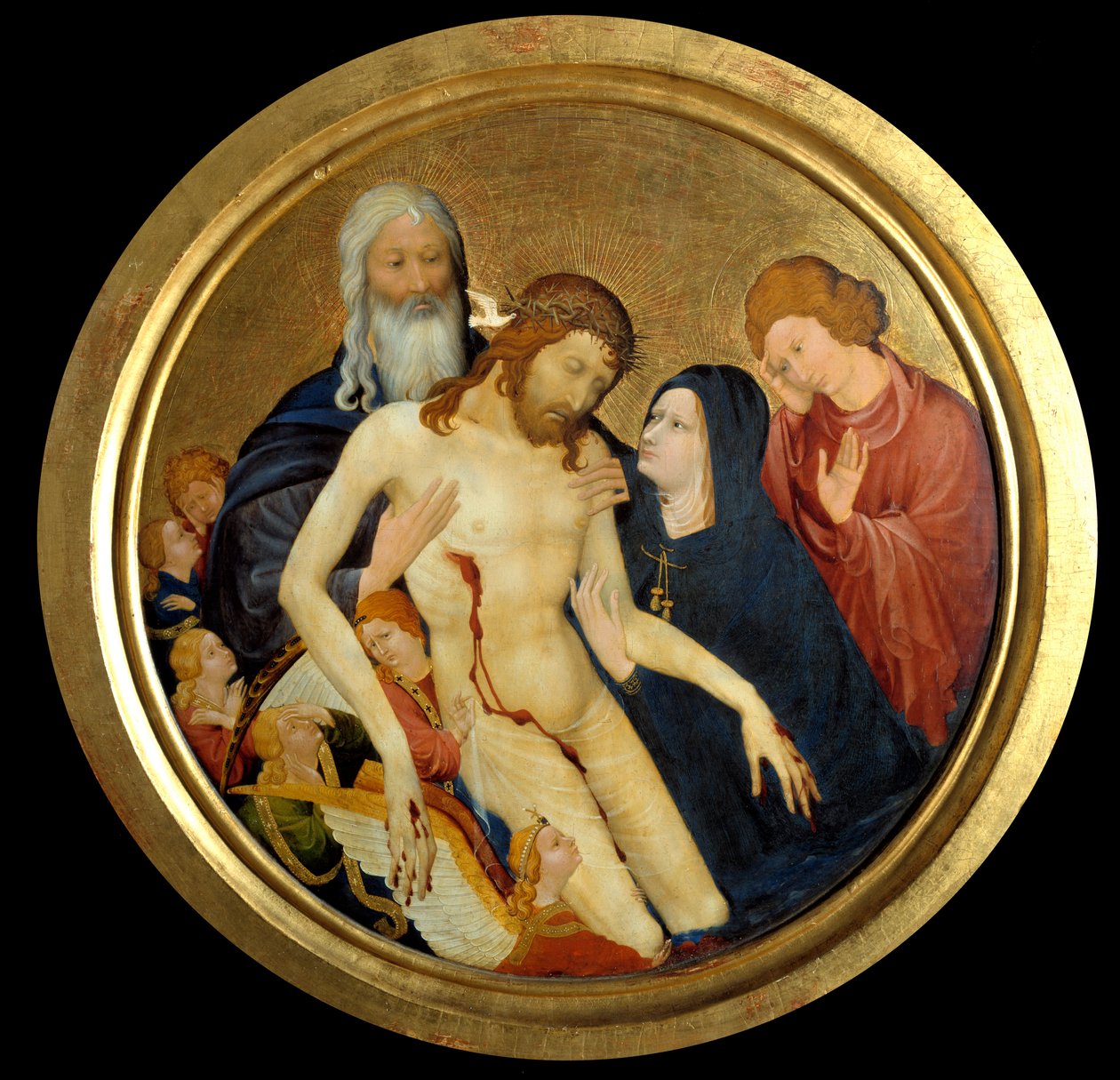 Medlidenhed med Vorherre, sagde "" den store runde Pieta"" Maleri tilskrevet Jean Malouel (ca. 1370-1415) 1400 Søn. 0,64m. af Jean Malouel or Maelwael