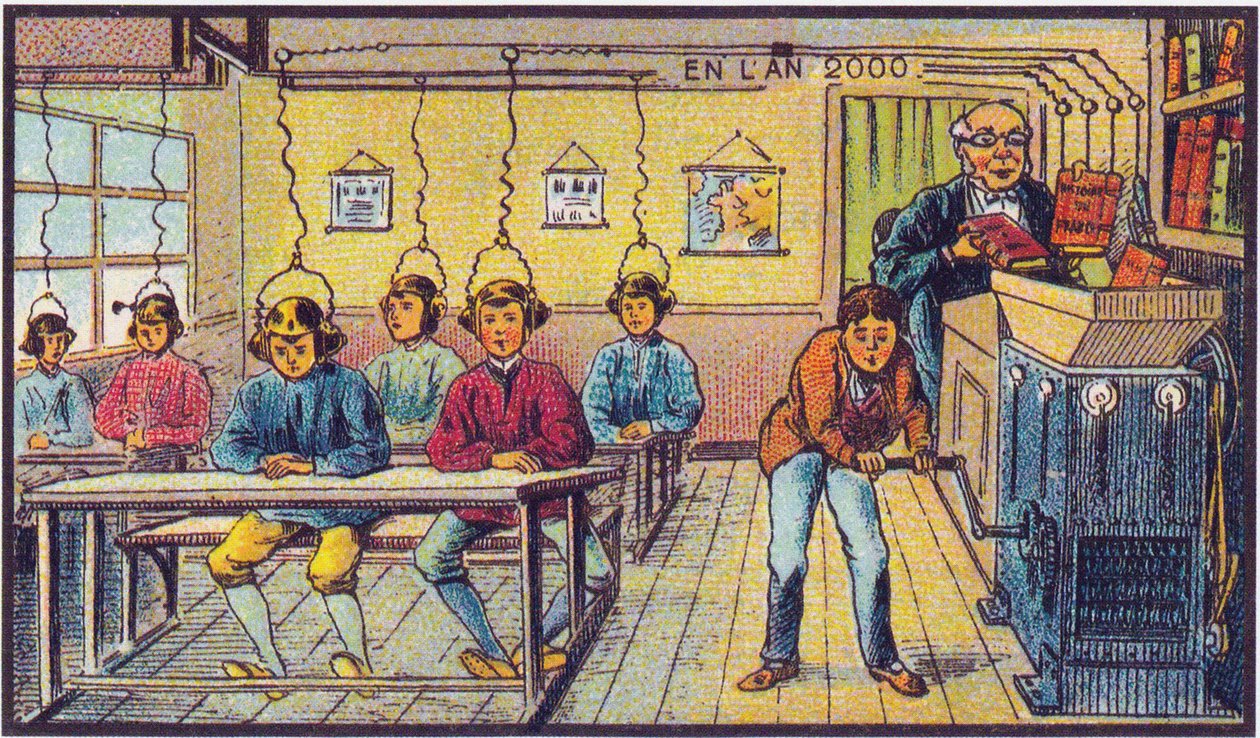 I skole. Fra serien Visions of the Year 2000, 1899 af Jean Marc Côté