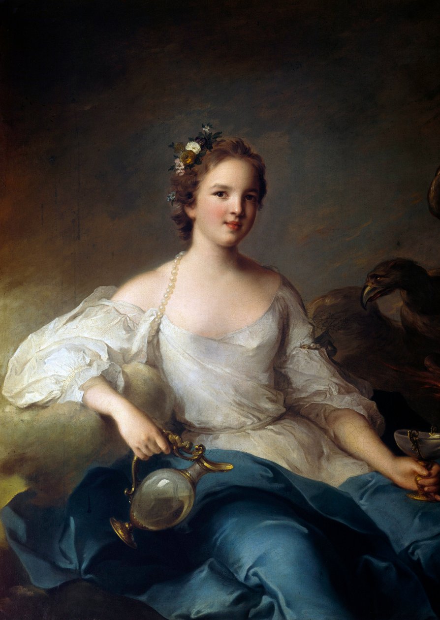Portræt af Charlotte Louise de Rohan - Guemenee, prinsesse af Masseran, markis af Crevecoeur (1722-?) repræsenteret i Hebe-maleri af Jean Marc (Jean-Marc) Nattier (1685-1766) 1738 søn 1,25x0,97 m. af Jean Marc Nattier