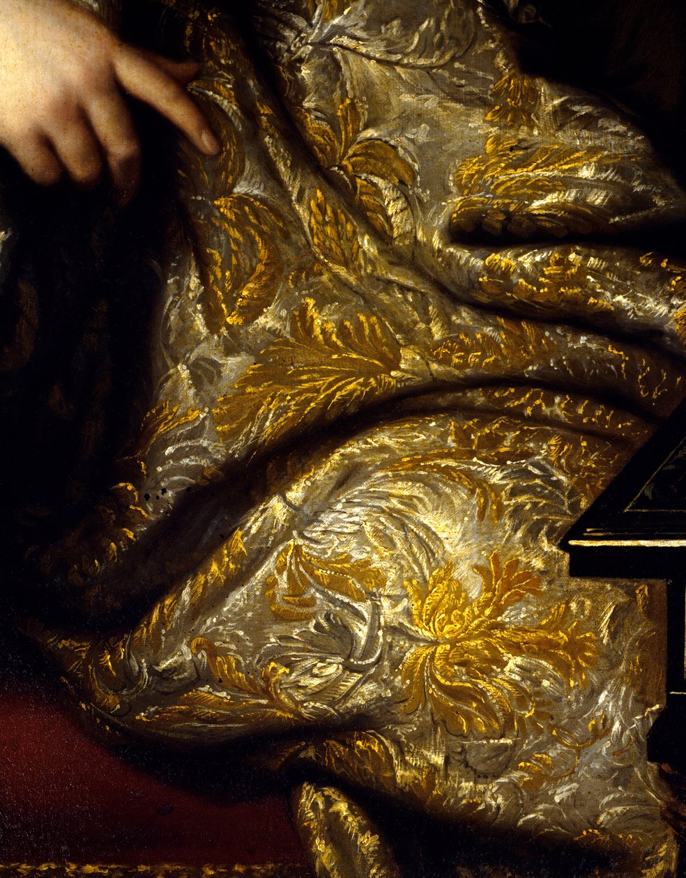 Portræt af Jean Baptiste (Jean-Baptiste) Colbert (1651-1690) seigneur Marquis de Seignelay, marineminister, søn af Colbert. Detalje af draperier. Maleri af Marc Nattier (1642-1705) af Jean Marc Nattier