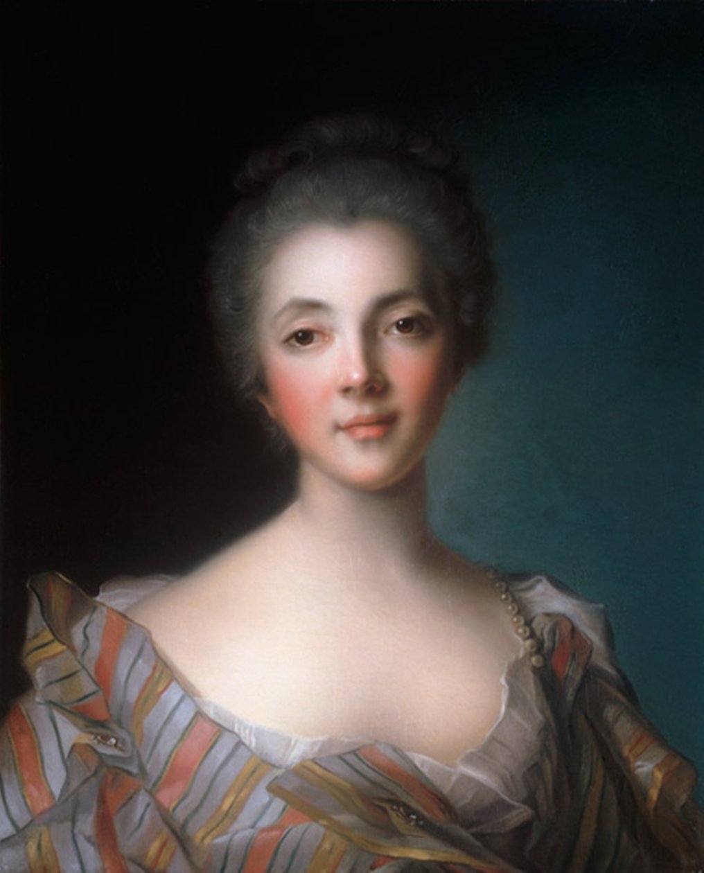 Portræt af Louise Marie Madeleine de Fontaine-Dupin (1706-1799). af Jean Marc Nattier