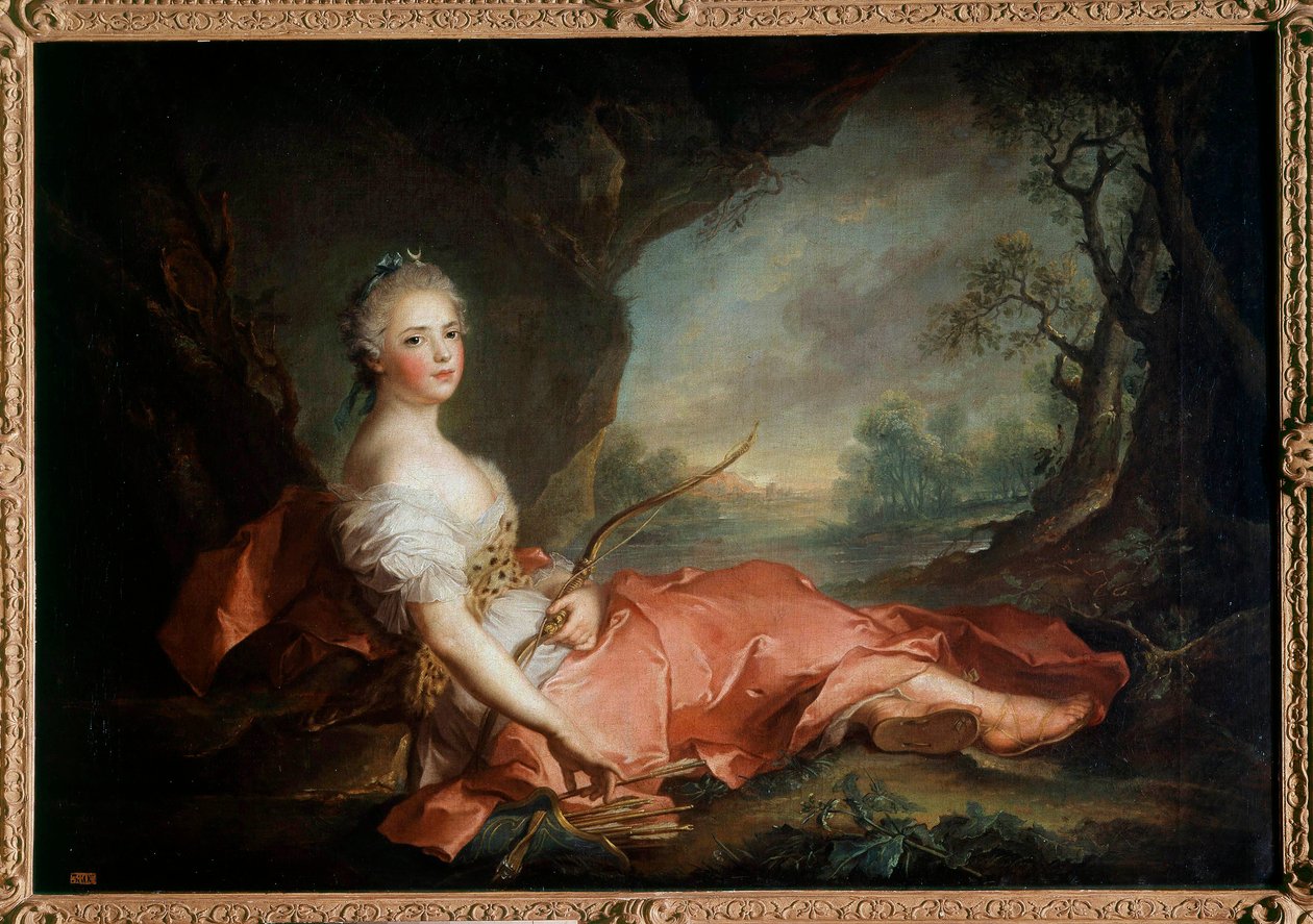 Portræt af Madame Adelaide af Frankrig (1732-1799) i Diane, datter af Louis XV Maleri af Jean Marc (Jean-Marc) Nattier (1685-1766) 1700-tallet søn 1,04x1,41 m af Jean Marc Nattier