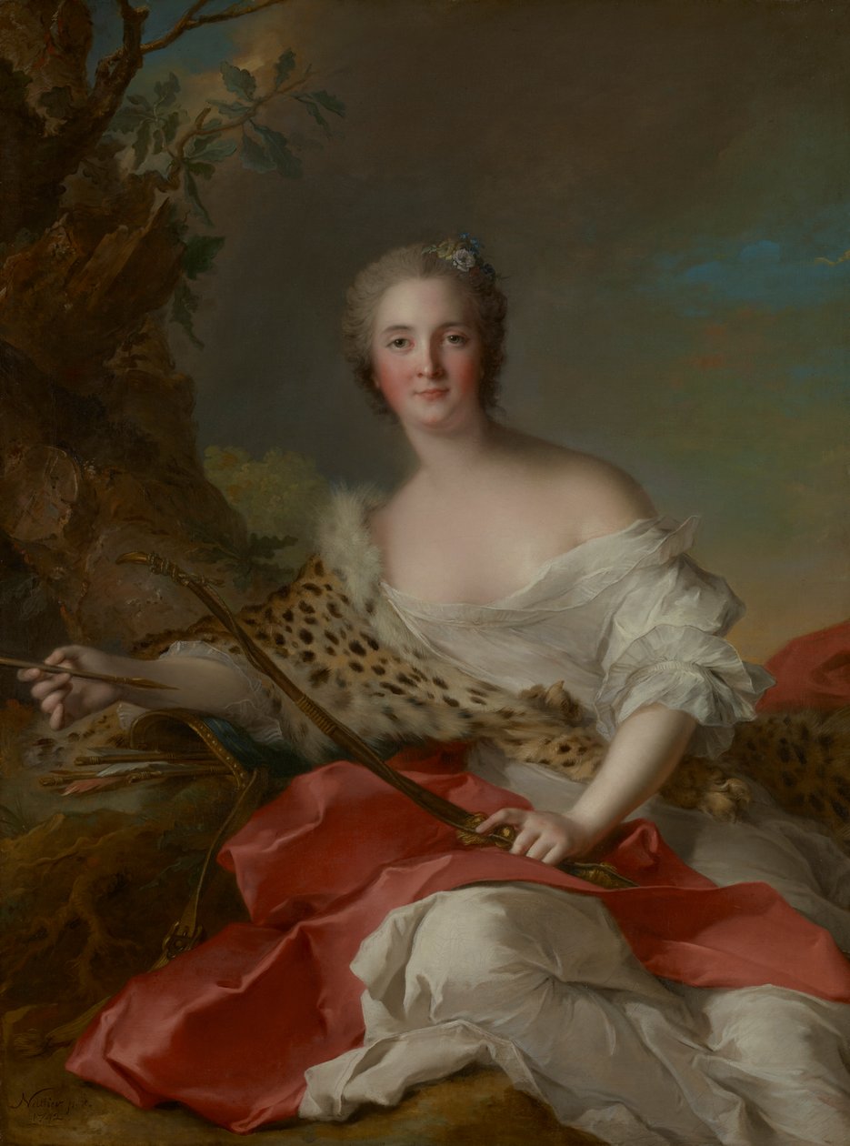 Portræt af Madame Bonnier de la Mosson som Diana (Constance-Gabrielle-Magdeleine du Monciel de Lauraille) af Jean Marc Nattier