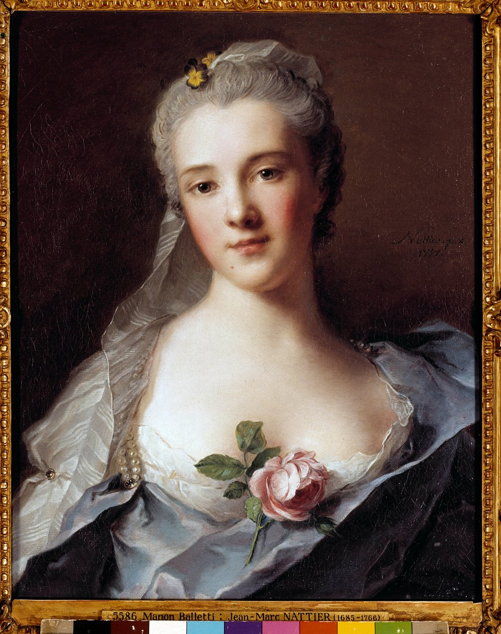Portræt af Manon Balletti (1740-1776), hustru til arkitekten Jean Francois Blondel (1705-1774) Maleri af Jean Marc (Jean-Marc) Nattier (1685-1766) af Jean Marc Nattier