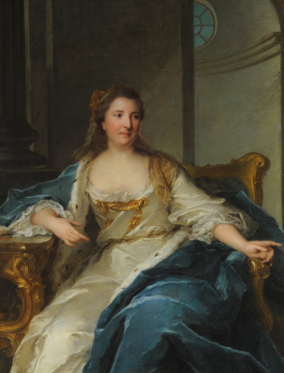 Portræt af prinsesse Caroline af Hessen-Rheinfels-Rotenburg 1714-1741, første halvdel af det 18. århundrede. af Jean Marc Nattier