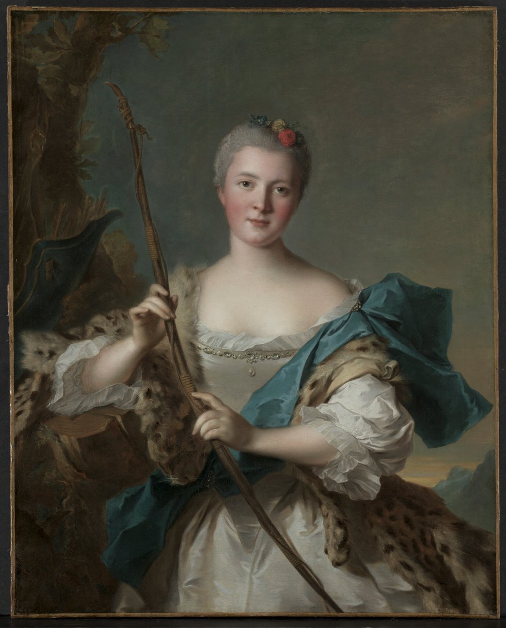 Portræt af en kvinde som Diana af Jean Marc Nattier