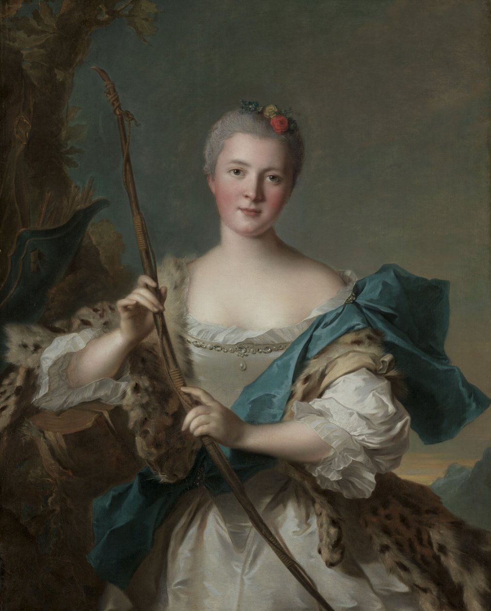 Portræt af en kvinde som Diana, 1752 af Jean Marc Nattier