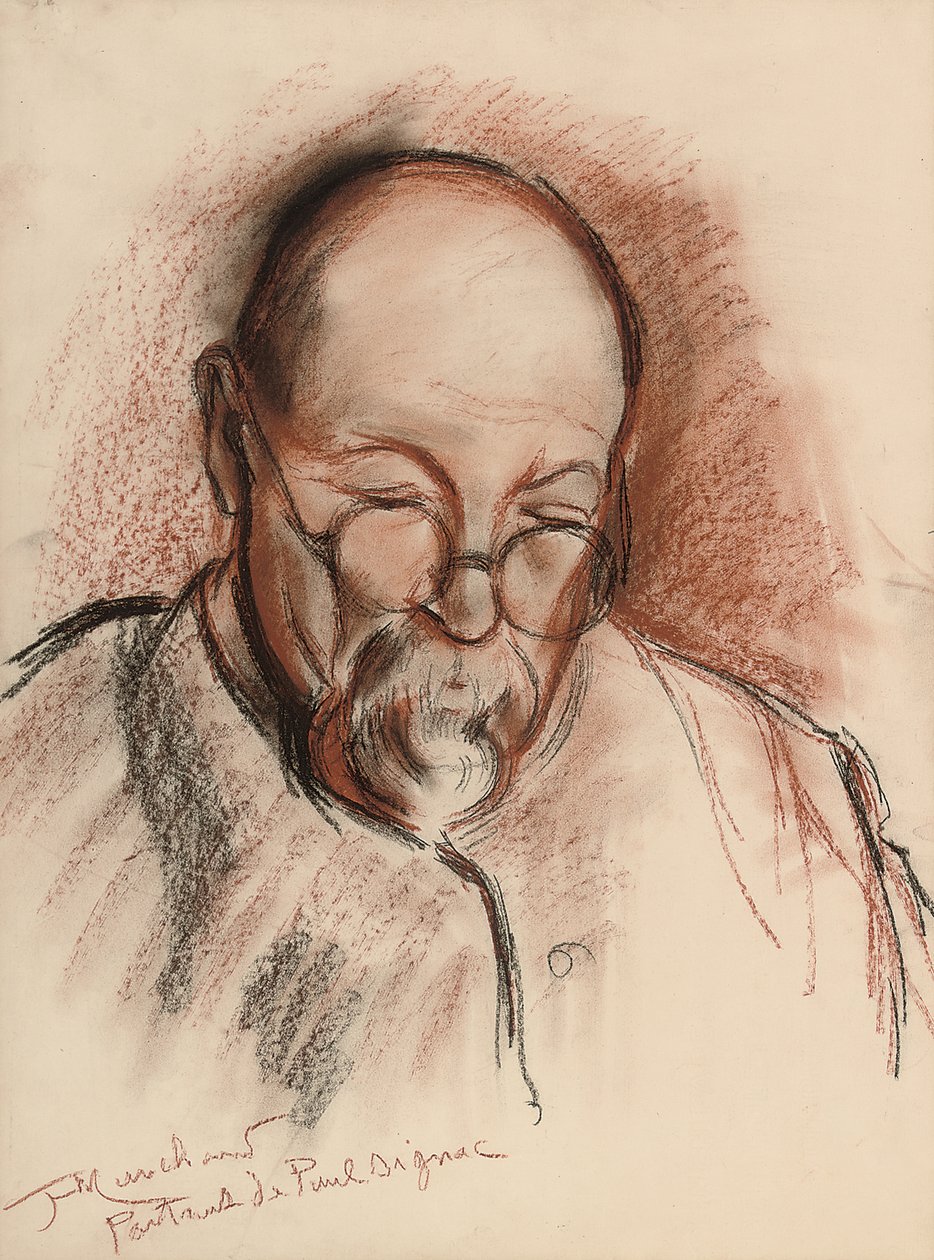 Portræt af Paul Signac (kul og kridt på papir) af Jean Marchand