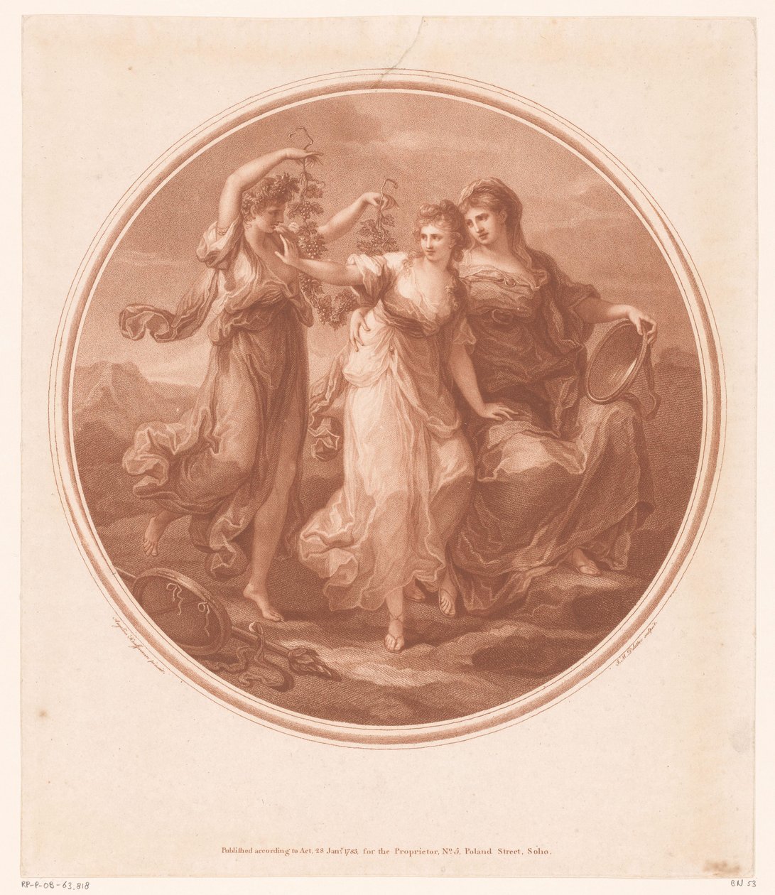 Skønhed (Bellezza) rådgivet af Prudence (Prudentia), afviser fristelserne fra Folly (Pazzia) af Jean Marie Delattre
