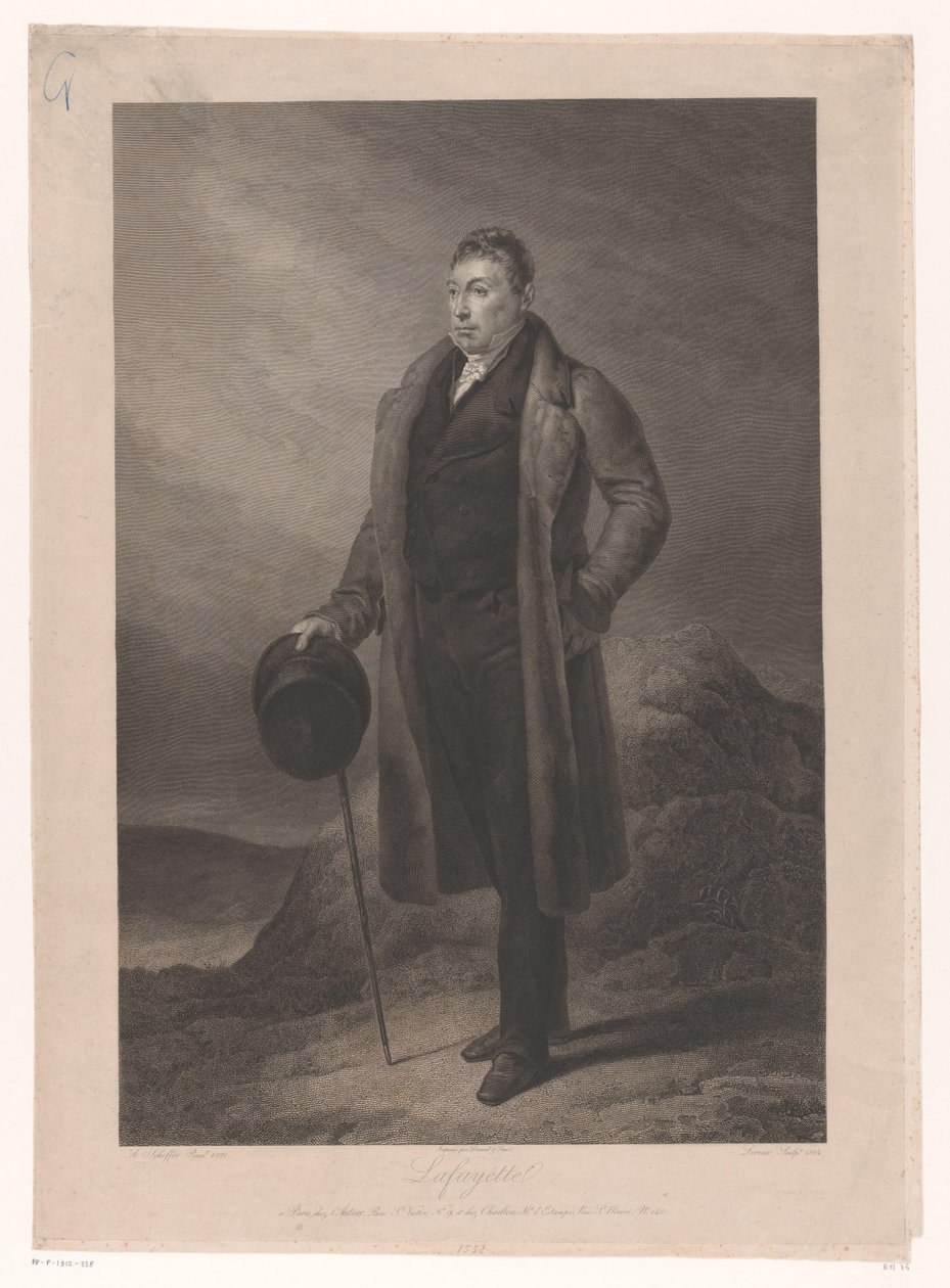 Portræt af Gilbert du Motier, Marquis de la Fayette Lafayette (titel på objekt) af Jean Marie Leroux