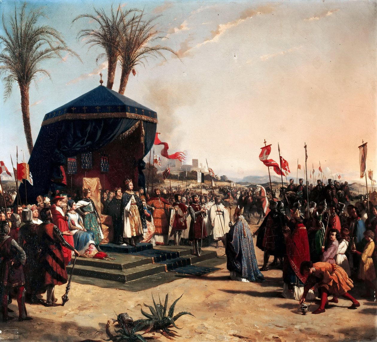 Saint Louis, konge af Frankrig, modtog Robert Patriark af Jerusalem i Damietta i 1249 af Jean Marie Oscar Gué
