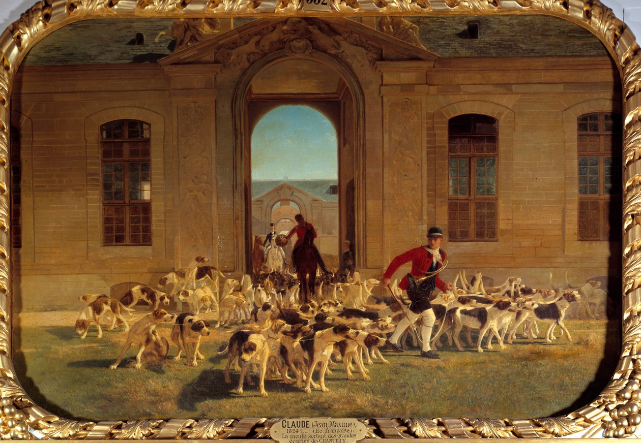 Pakken, der forlader de store stalde af Chantilly Painting af Jean Maxime Claude (1824-1904) 1865 Søn. 0,66x0,91 m Chantilly, Musee Conde af Jean Maxime Claude