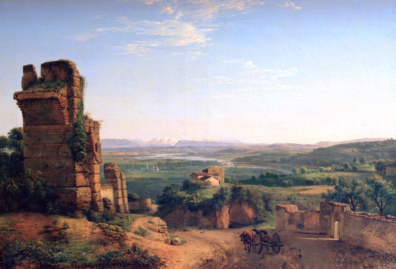 Romerske akvædukter set på skråningerne af Saint Just, c1790-1853 af Jean Michel Grobon