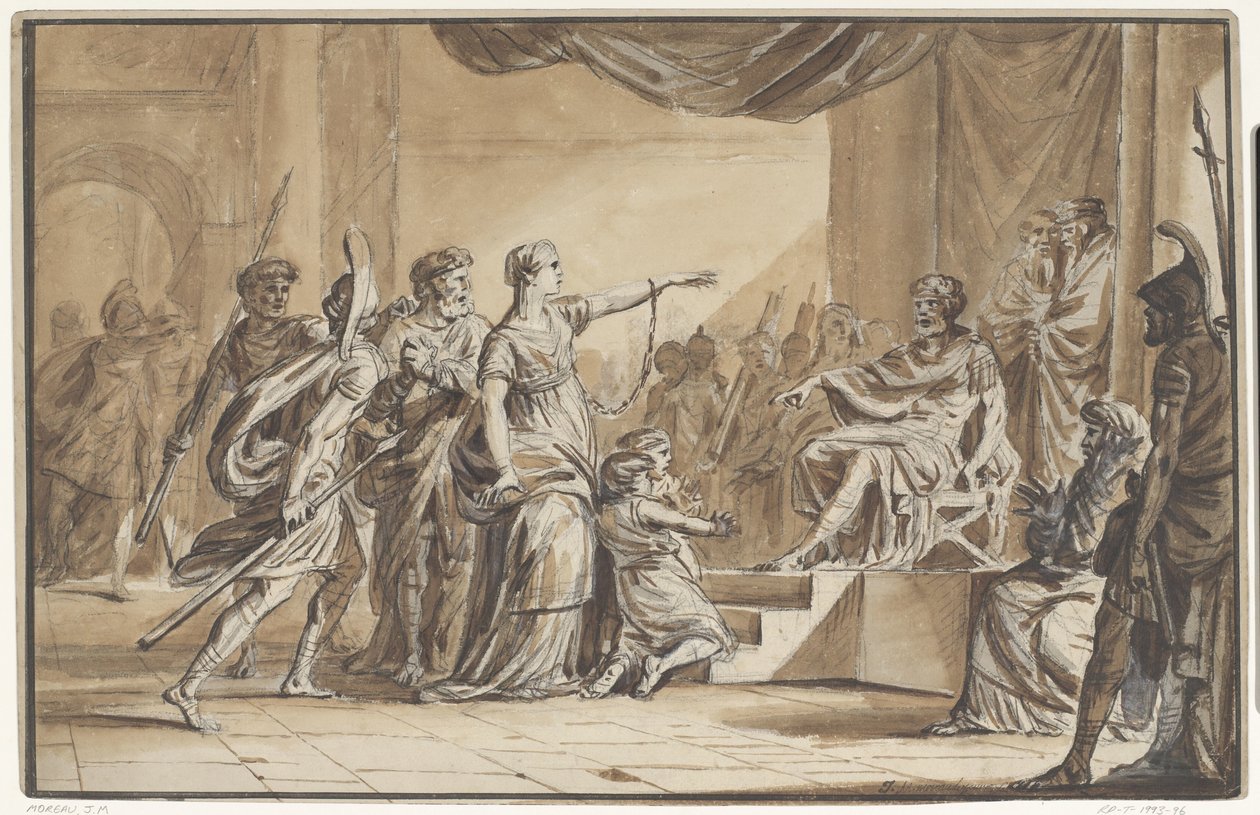 Sabinus og Epponina fordømt af Vespasian af Jean Michel Moreau