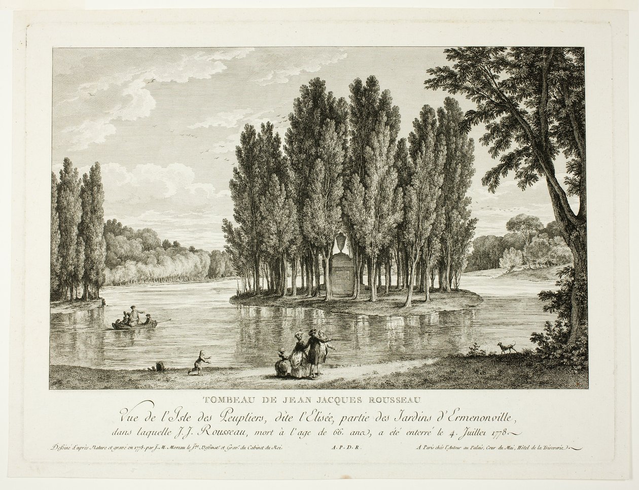 Jean Jacques Rousseaus grav af Jean Michel Moreau
