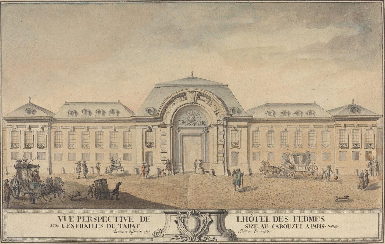 Udsigt over Hôtel des Fermes Générales du Tabac af Jean Michel Moreau