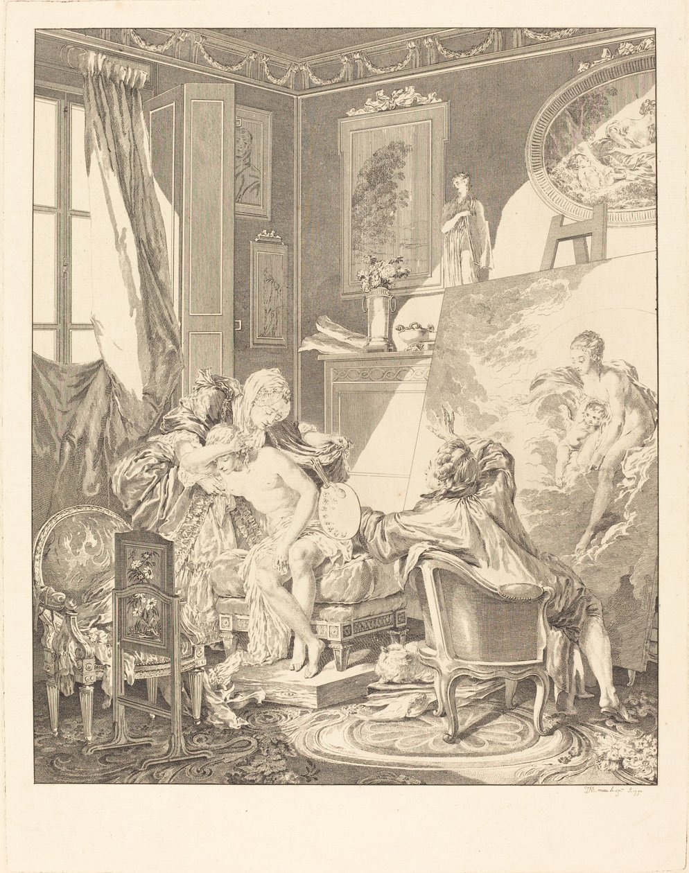 Den ærlige model af Jean Michel Moreau after Pierre Antoine Baudouin