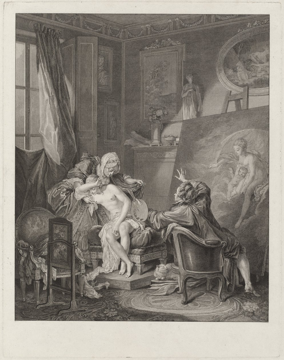 Den ærlige model af Jean Michel Moreau and Jean Baptiste Blaise Simonet after Pierre Antoine Baudouin