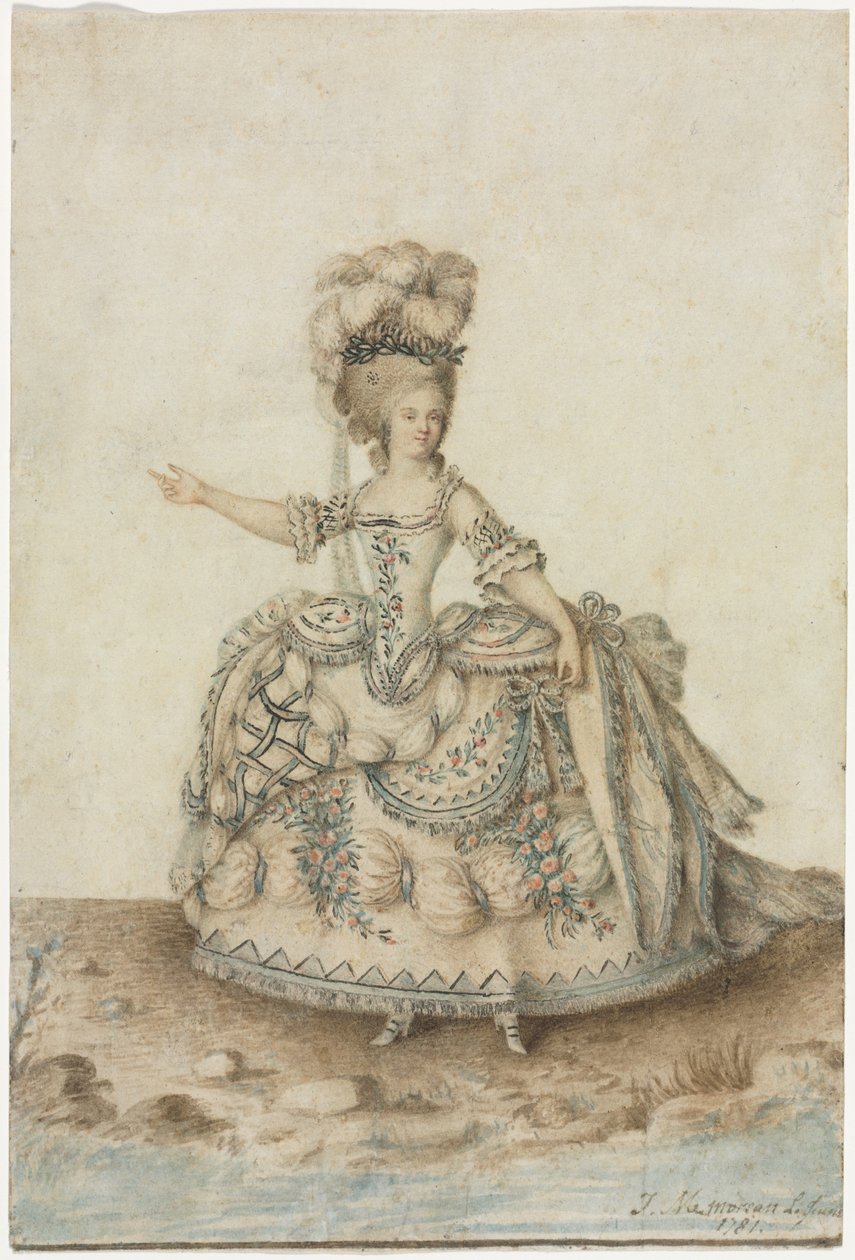 Kostumestudie for operasanger, 1781. af Jean Michel Moreau le Jeune
