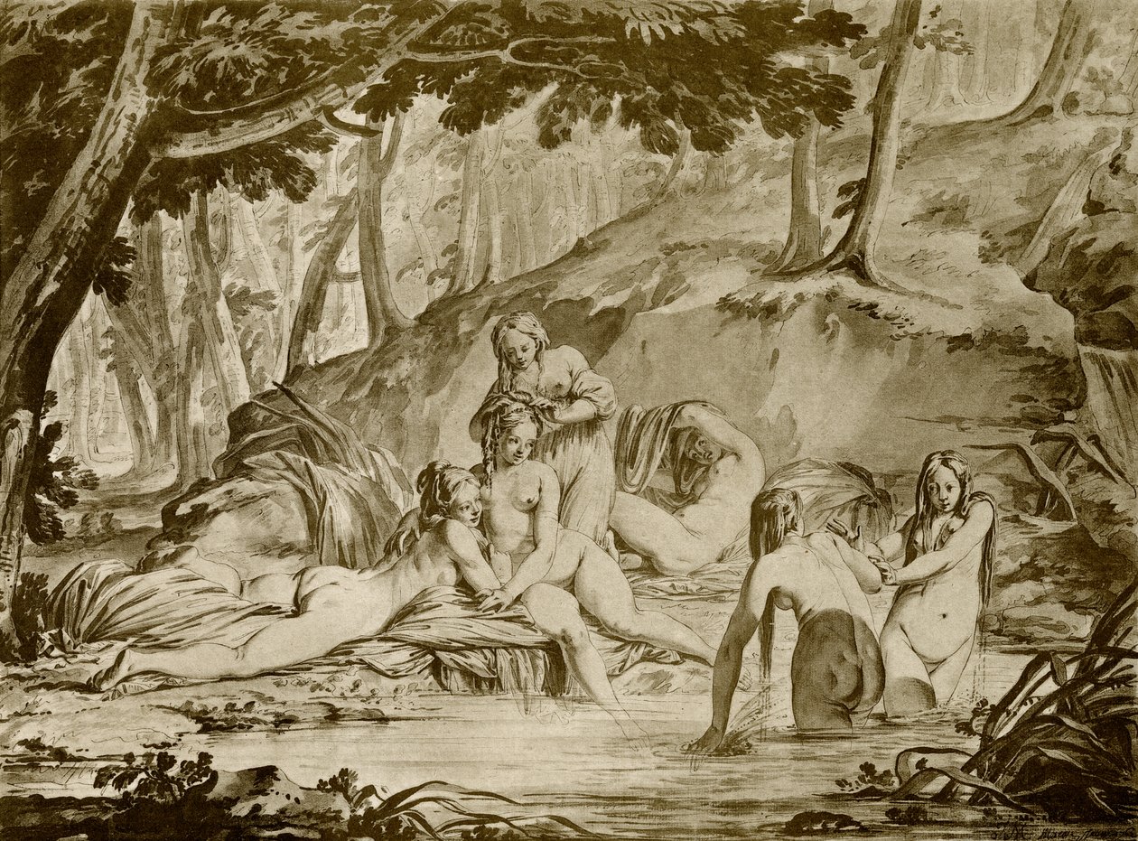 Badende nymfer af Jean Michel the Younger Moreau