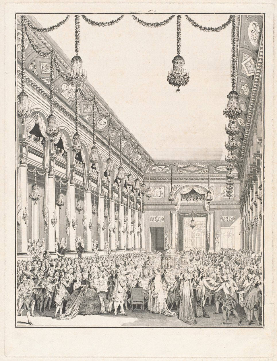 Den kongelige fest - Fest i anledning af monsignor Dauphins fødsel, 21. januar 1782 af Jean Michel Moreau the Younger