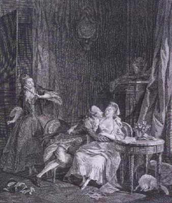 Overraskelsen (gravering) af Jean Michel the Younger (after) Moreau