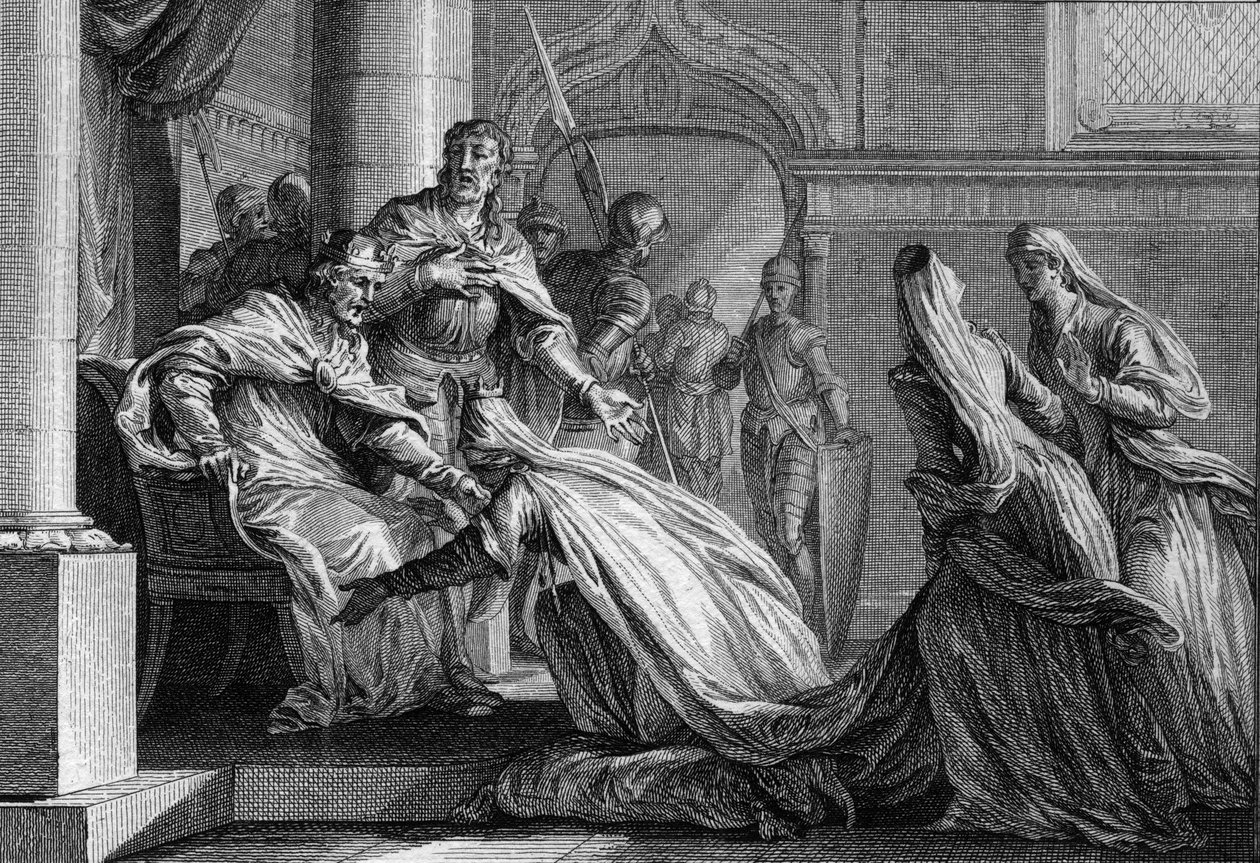 Emma af Frankrig (894-934), søster til Hugues den Store (897-956), bøjer sig på fødderne. Mariee har Raoul af Bourgogne (eller Rodolphe, 890-936), hun besluttede, efter anmodning fra sin bror, at give Frankrigs krone til sin mand, idet hun erklærede "bedre af Jean Michel the Younger Moreau