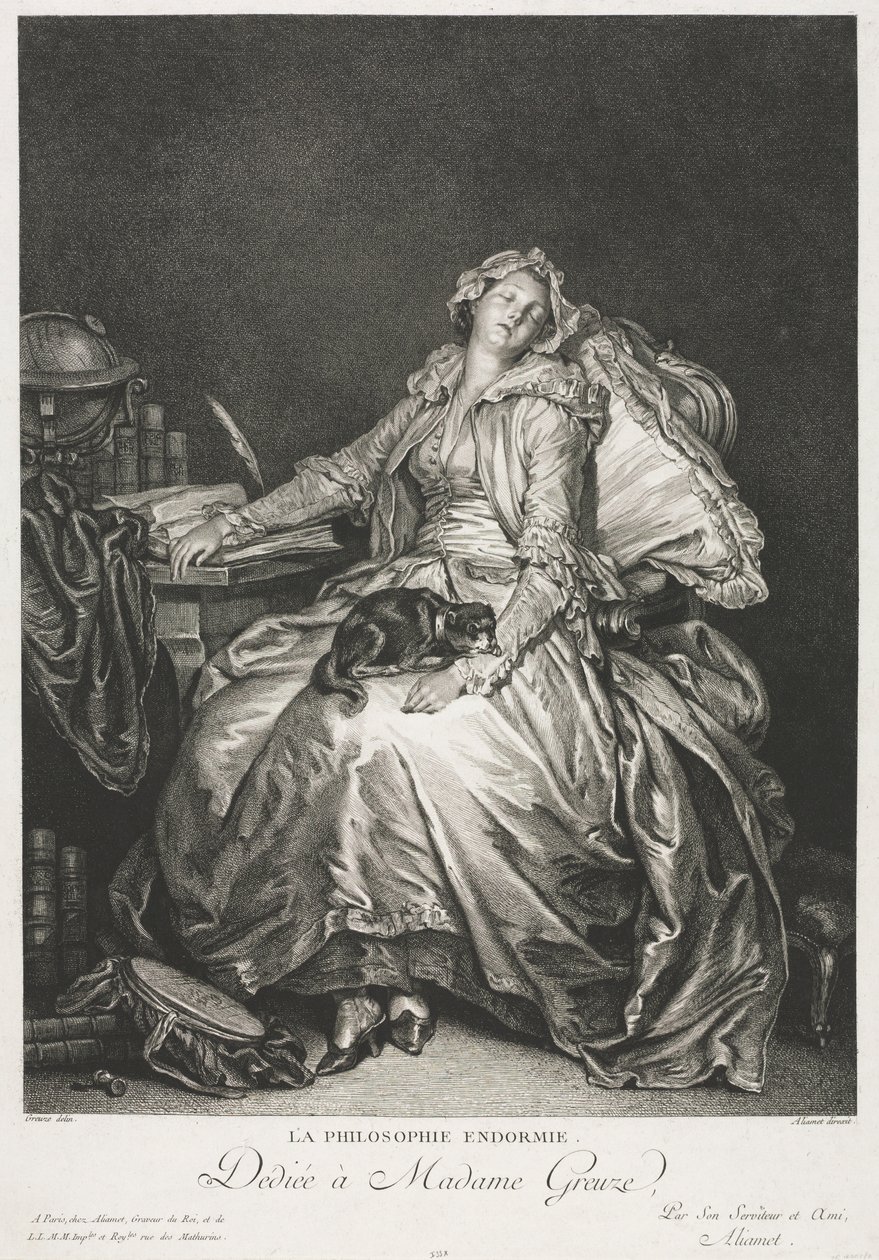 Madame Greuze i søvn, 1776. af Jean Michel the Younger Moreau